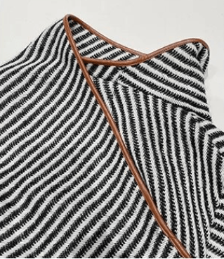Vegan Leather Edging Stripes Shawl Jacket - @theestylishp