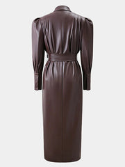 Vegan Leather Lace-Up Trench Coat