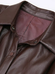 Vegan Leather Lace-Up Trench Coat