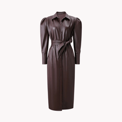 Vegan Leather Lace-Up Trench Coat