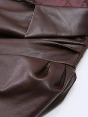 Vegan Leather Lace-Up Trench Coat