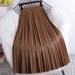 Vegan Leather Pleated Skirt