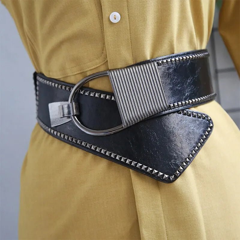 Vegan Leather Studded Waist Belt