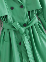 Vegan Leather Trench Coat