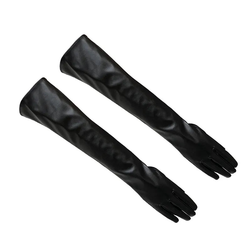 Vegan Leather Winter Elbow Gloves