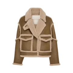 Vegan Leather Woolen Aviator Jacket