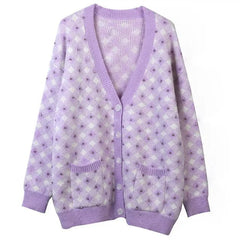 Vichy Check Knit Cotton Cardigan