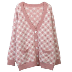 Vichy Check Knit Cotton Cardigan
