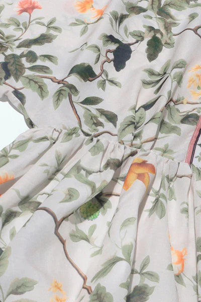 Floral Three Quarter Sleeve Tunic Spliced Lace Up Dress