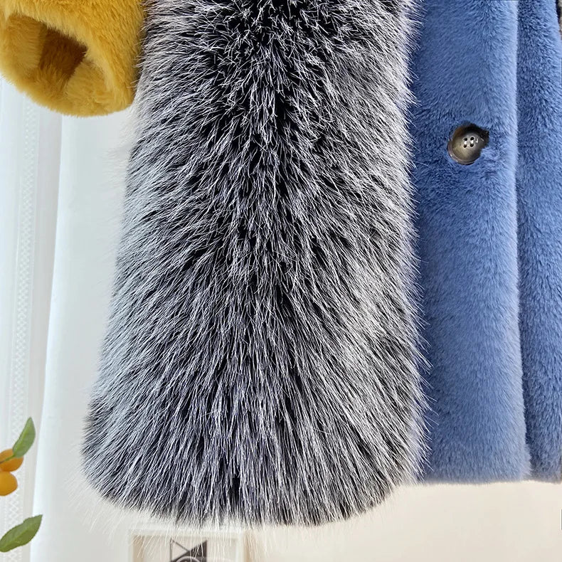 Warm Patchwork Faux Fur Coat