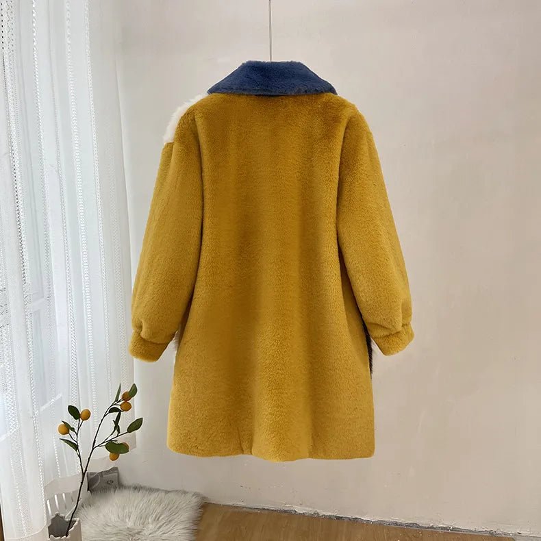 Warm Patchwork Faux Fur Coat