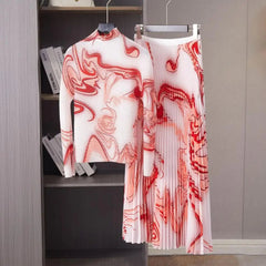 Water Swirls Pleated Set