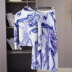 Water Swirls Pleated Set