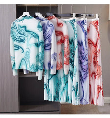 Water Swirls Pleated Set