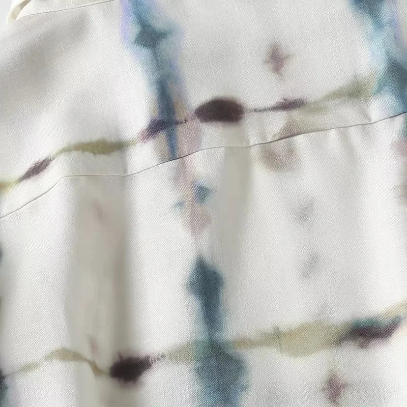Watercolor Grid Side Slit Dress