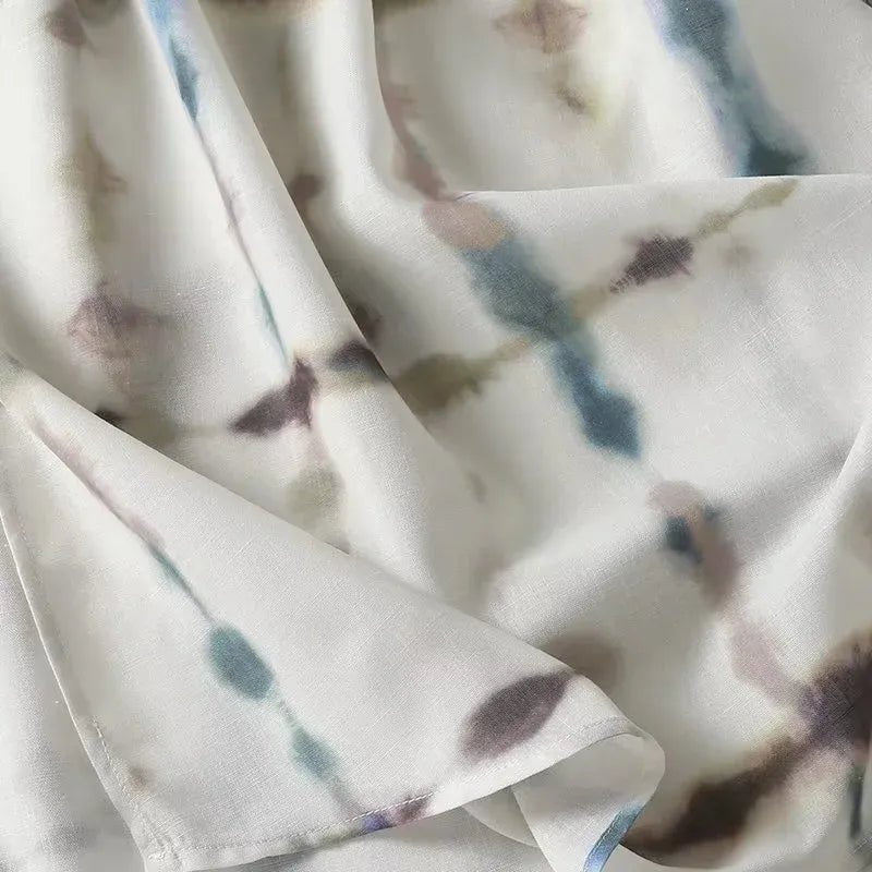 Watercolor Grid Side Slit Dress