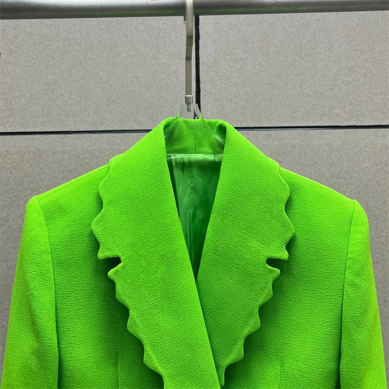 Wavy Edges Notched Collar Blazer