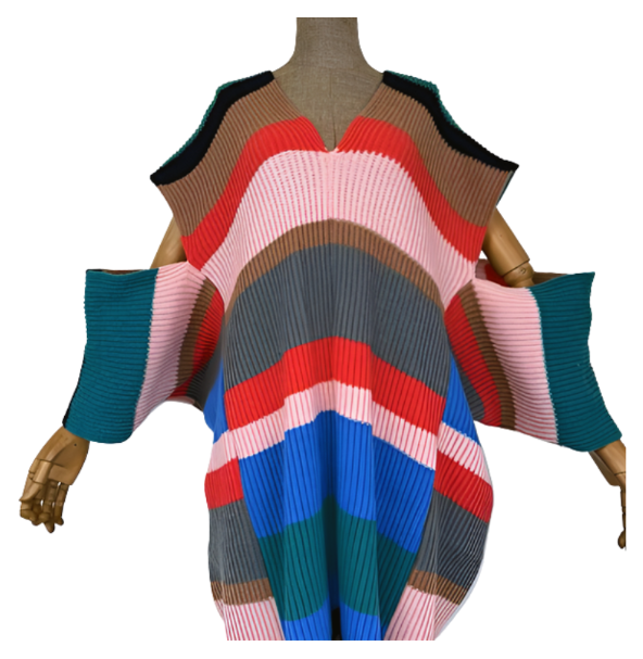 Vibrant Winter Knitted Kaftan Dress - WINI