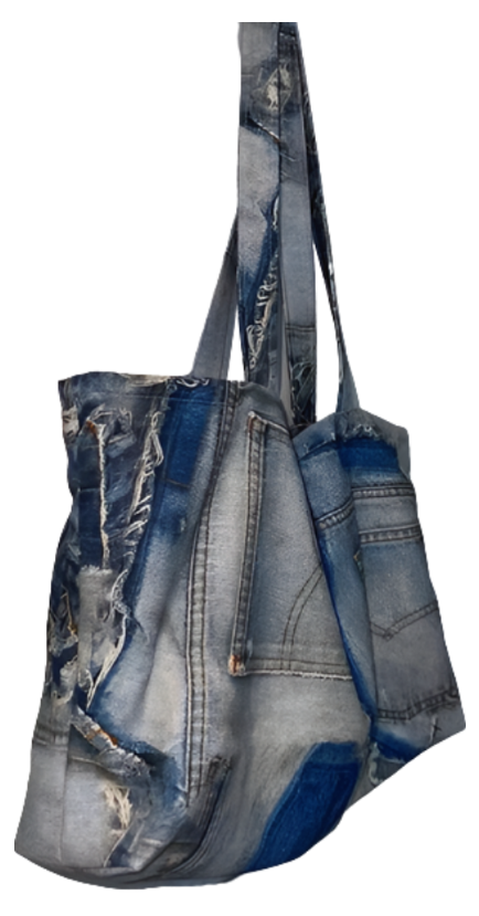 Cool Patchwork Denim Tote Bag  - WINI