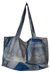 Cool Patchwork Denim Tote Bag  - WINI