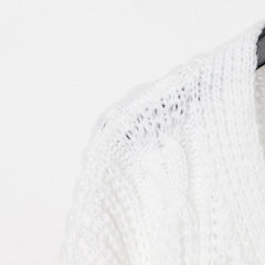 White Knit Loose Short Cardigan