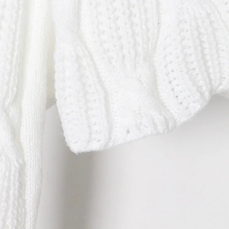 White Knit Loose Short Cardigan