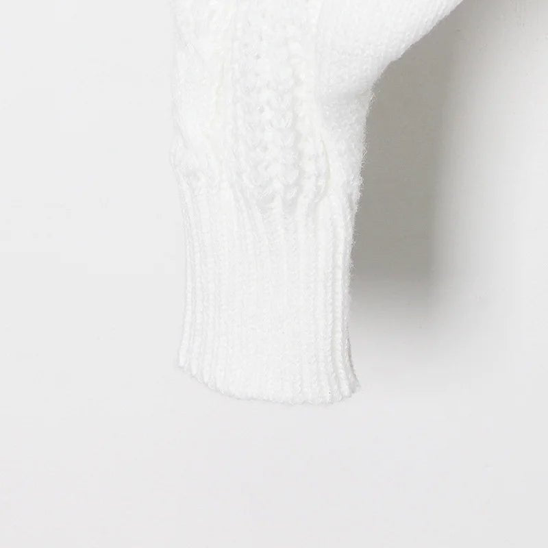 White Knit Loose Short Cardigan