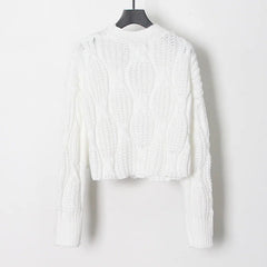 White Knit Loose Short Cardigan