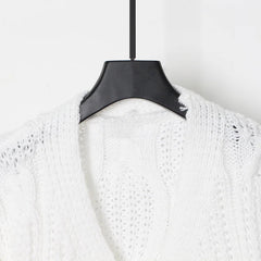 White Knit Loose Short Cardigan