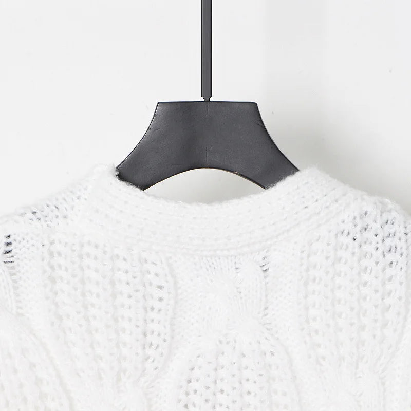 White Knit Loose Short Cardigan