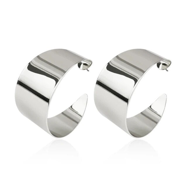 Wide Hoop Metal Earrings
