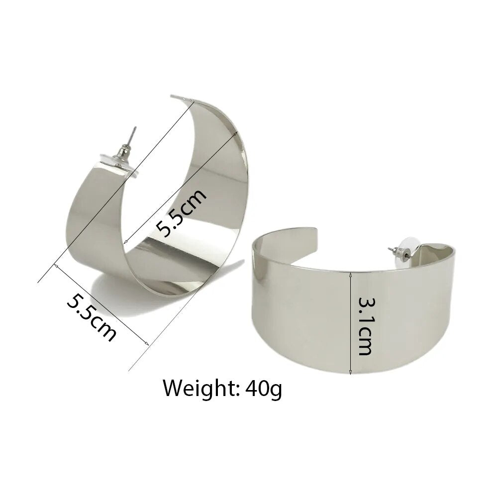 Wide Hoop Metal Earrings