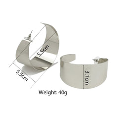 Wide Hoop Metal Earrings