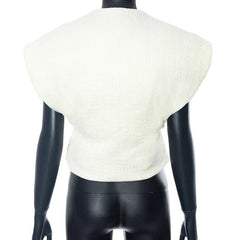 Wide Shoulder Cotton-Padded Vest