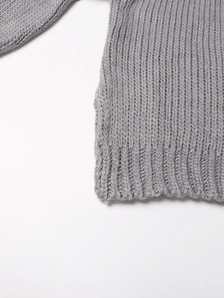 Winged Sleeves Turtleneck Knit Sweater