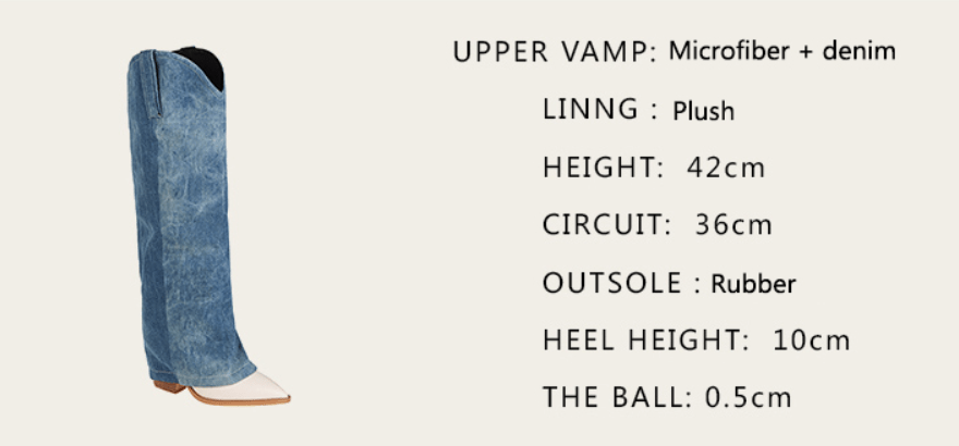 Wood Grain Heel Denim Boots
