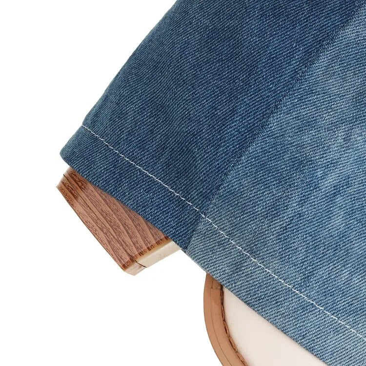 Wood Grain Heel Denim Boots