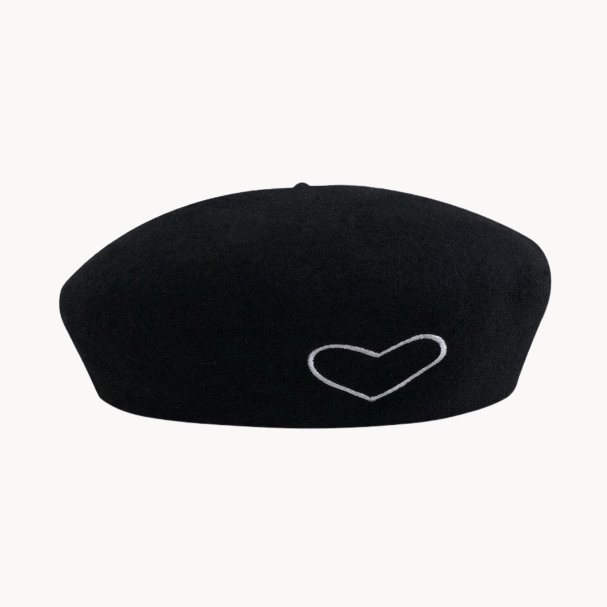 Wool Embroidered Heart Dome Beret