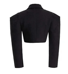 Woolen Wide Shoulder Cropped Jacket