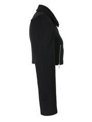 Woolen Wide Shoulder Cropped Jacket
