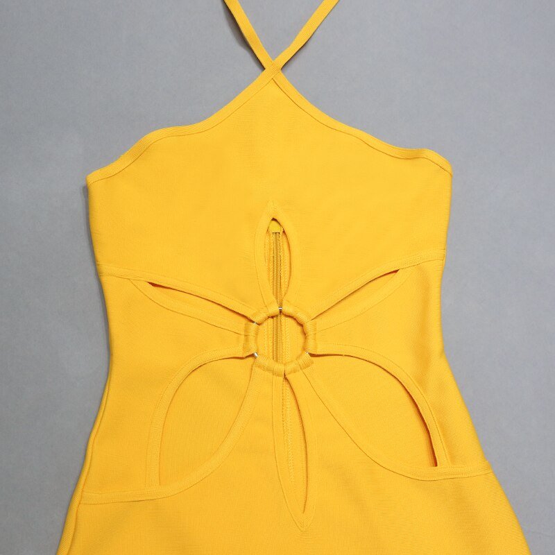 Yellow Sunflower Bandage Dress