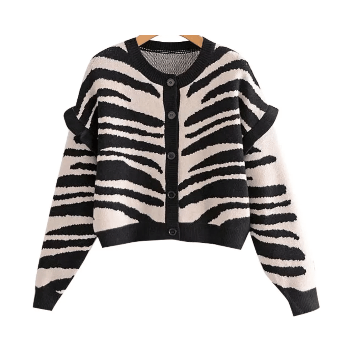 Zebra Cropped Knit Sweater