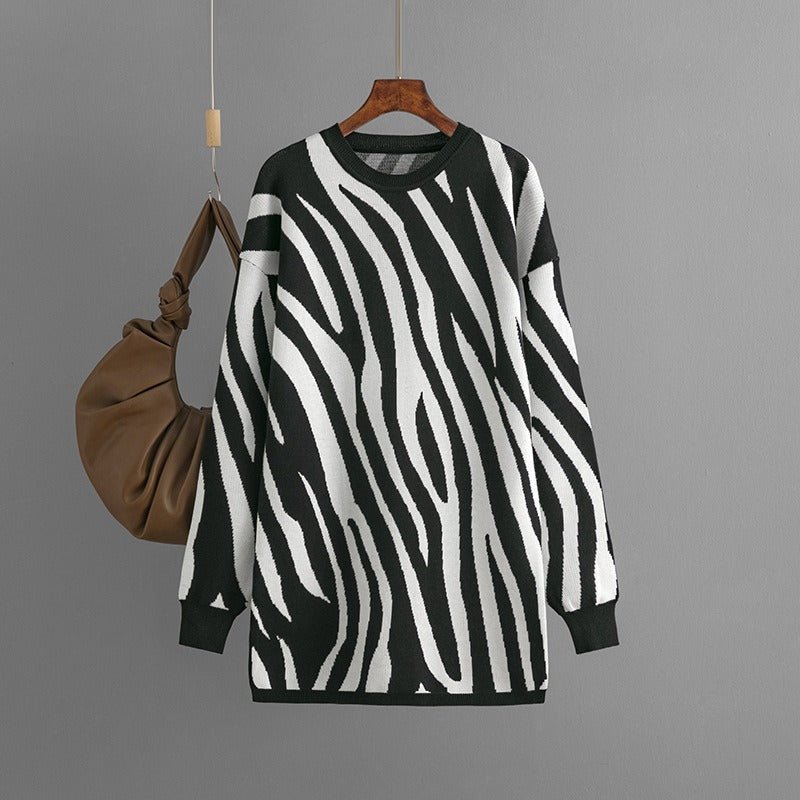 Zebra Loose Fit Knit Sweater