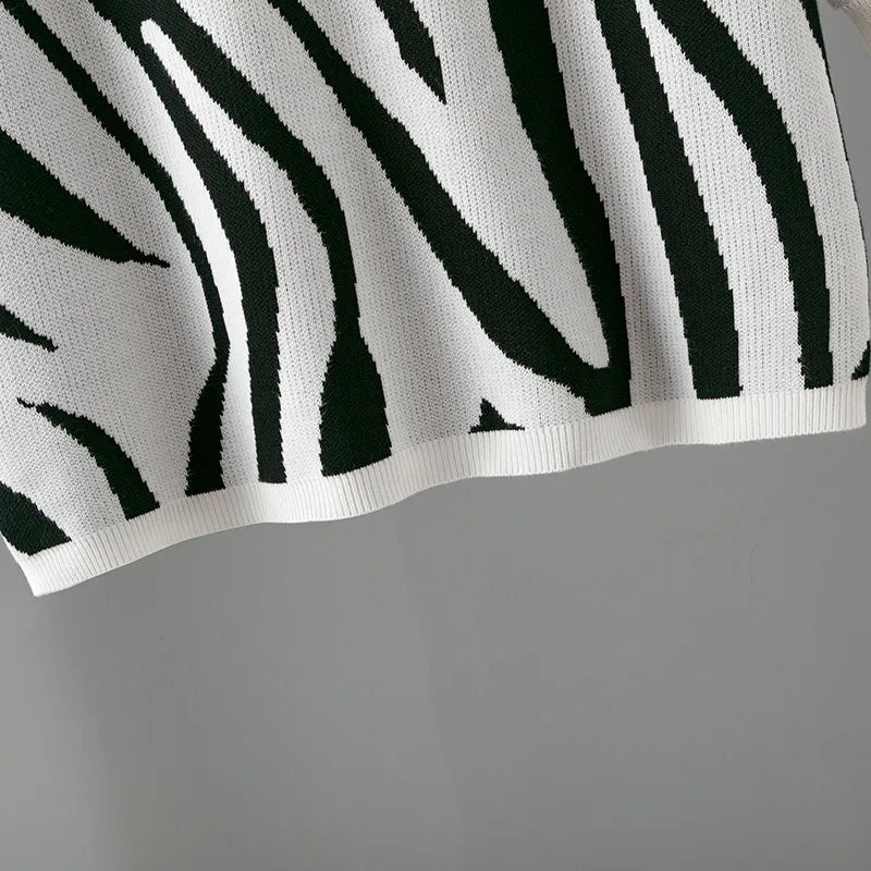 Zebra Loose Fit Knit Sweater