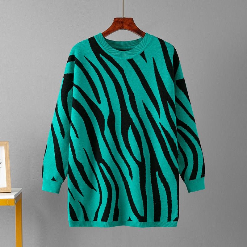 Zebra Loose Fit Knit Sweater