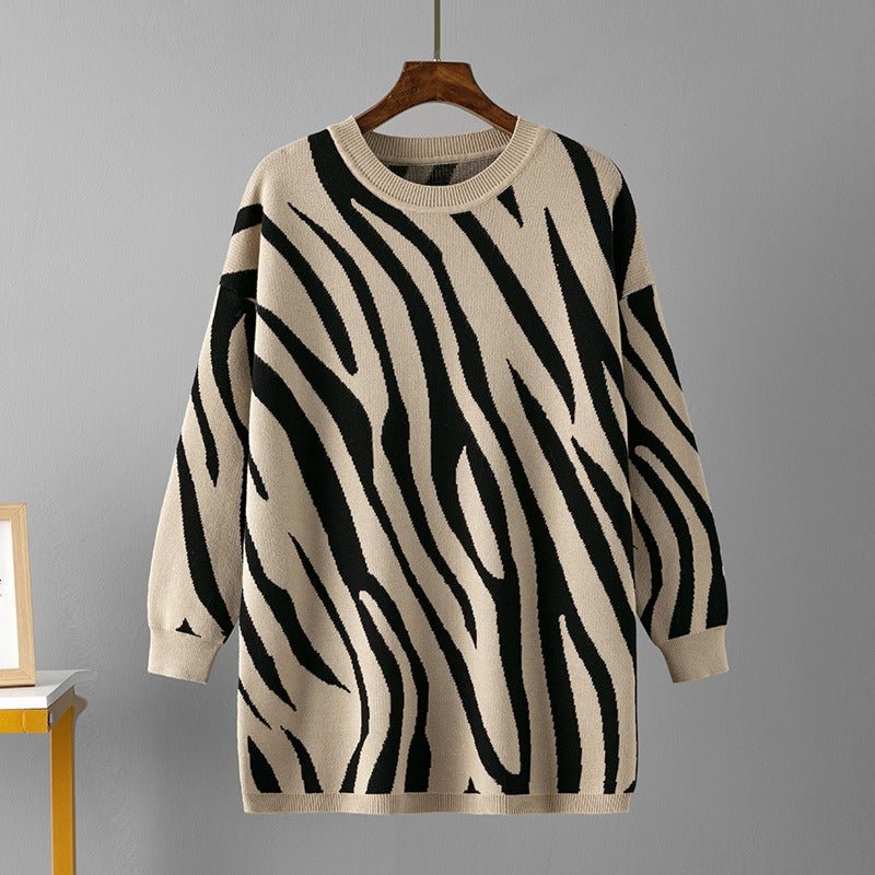 Zebra Loose Fit Knit Sweater