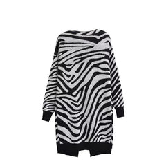 Zebra Open Stitch Long Sweater