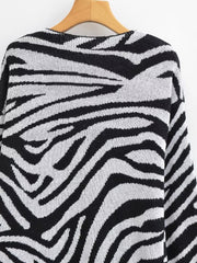 Zebra Open Stitch Long Sweater