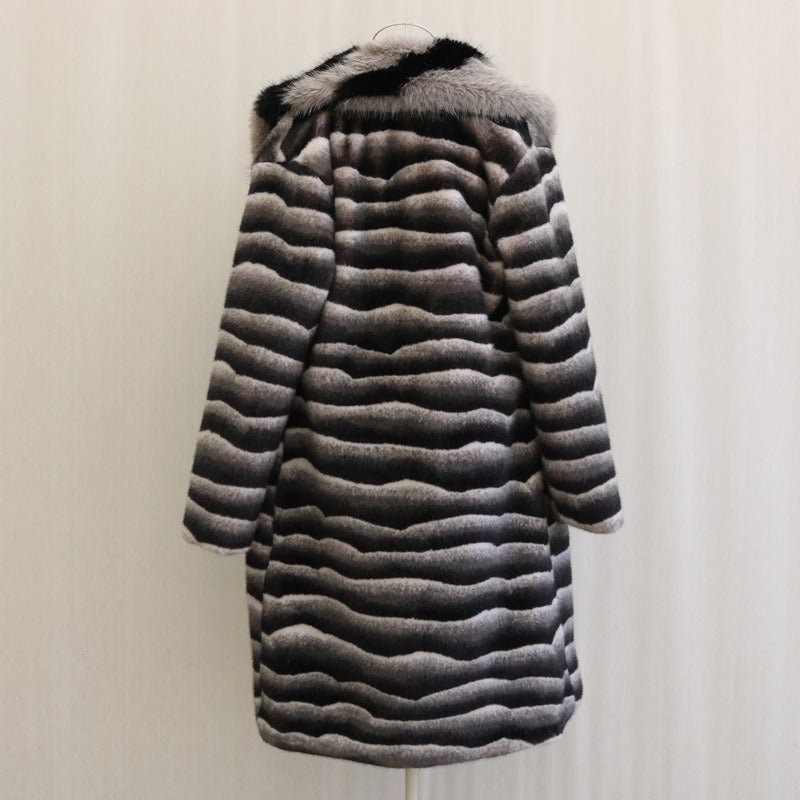 Zebra Stripes Faux Fur Coat