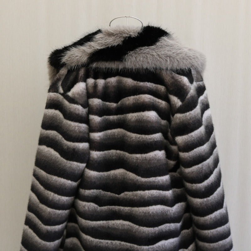 Zebra Stripes Faux Fur Coat